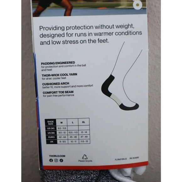 Thorlos LRCM00 Men's Sz XL White Lite Padding Low Cut Running Socks - Picture 4 of 5